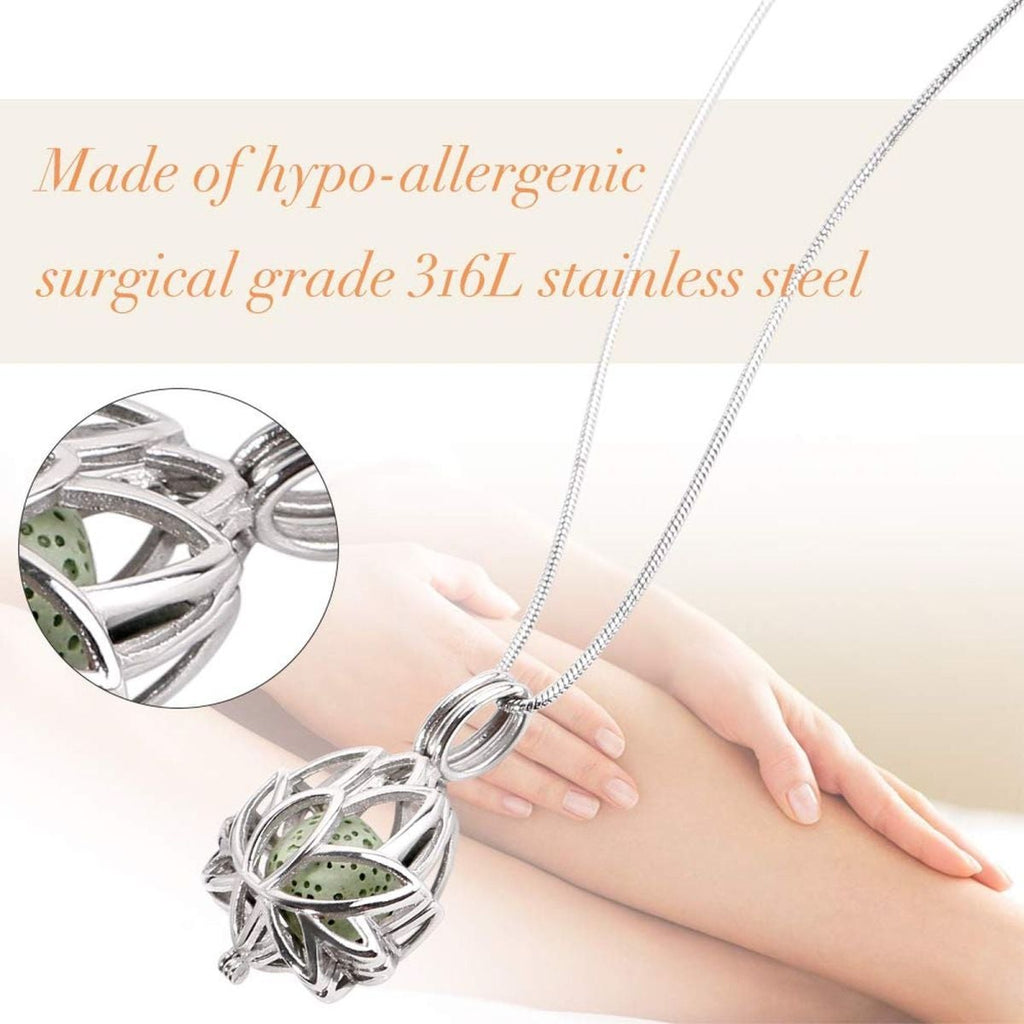 Lotus Flower Aromatherapy Oil Perfume Diffuser Openable Pendant Chain