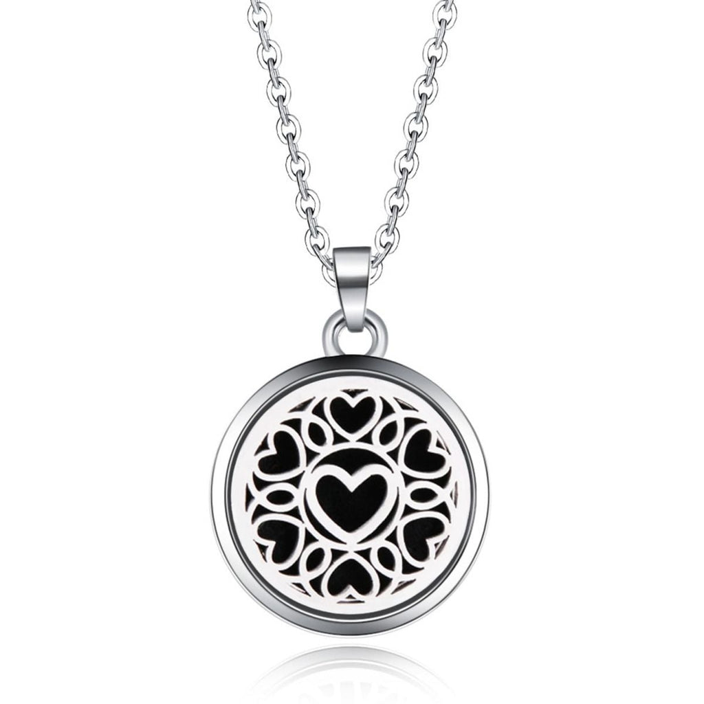 Love Heart Aroma Therapy Perfume Diffuser 8 Refill Pad Pendant Chain