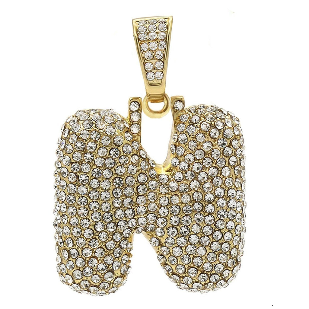 Hip Hop Iced Out Iced Out Alphabet Initial Letter R 18K Gold Stainless Steel Pendant Women Men