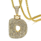 Hip Hop Iced Out Alphabet Initial Letter A 18K Gold Pendant Chain Bulk