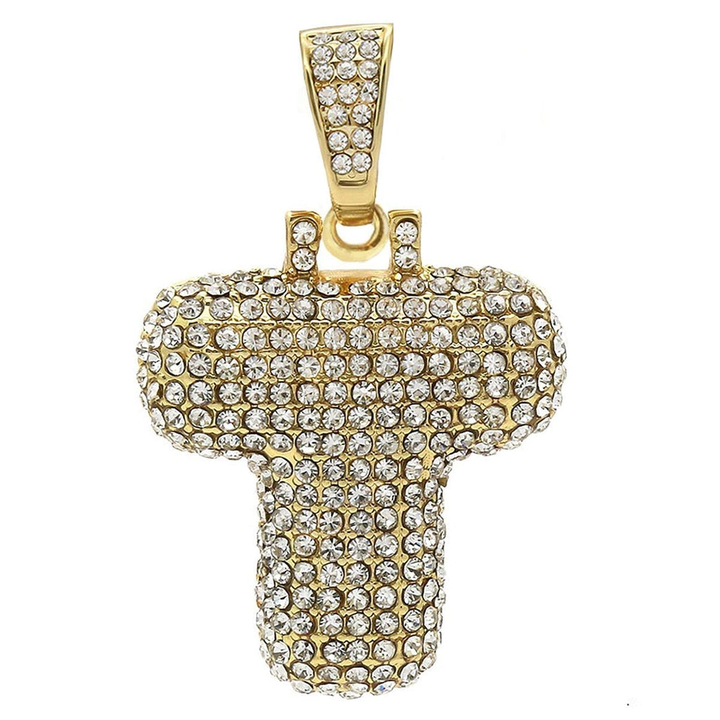Hip Hop Iced Out Iced Out Alphabet Initial Letter R 18K Gold Stainless Steel Pendant Women Men
