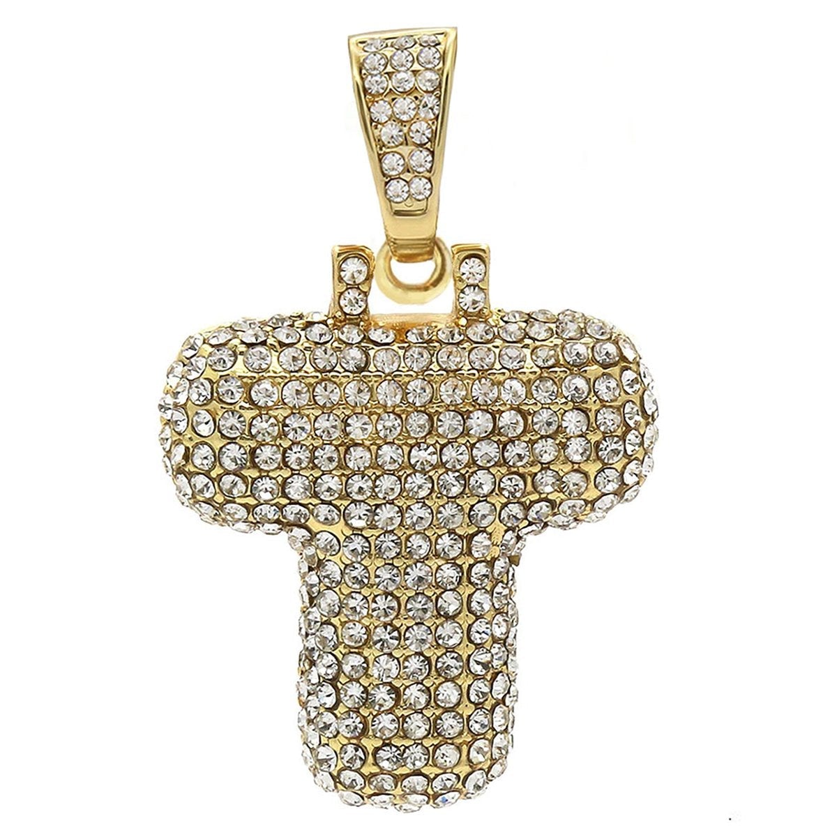 Hip Hop Iced Out Iced Out Alphabet Initial Letter R 18K Gold Stainless Steel Pendant Women Men