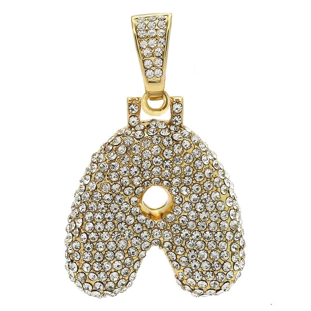 Hip Hop Iced Out Iced Out Alphabet Initial Letter R 18K Gold Stainless Steel Pendant Women Men
