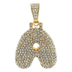Hip Hop Iced Out Iced Out Alphabet Initial Letter R 18K Gold Stainless Steel Pendant Women Men