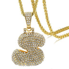 Hip Hop Iced Out Alphabet Initial Letter A 18K Gold Pendant Chain Bulk