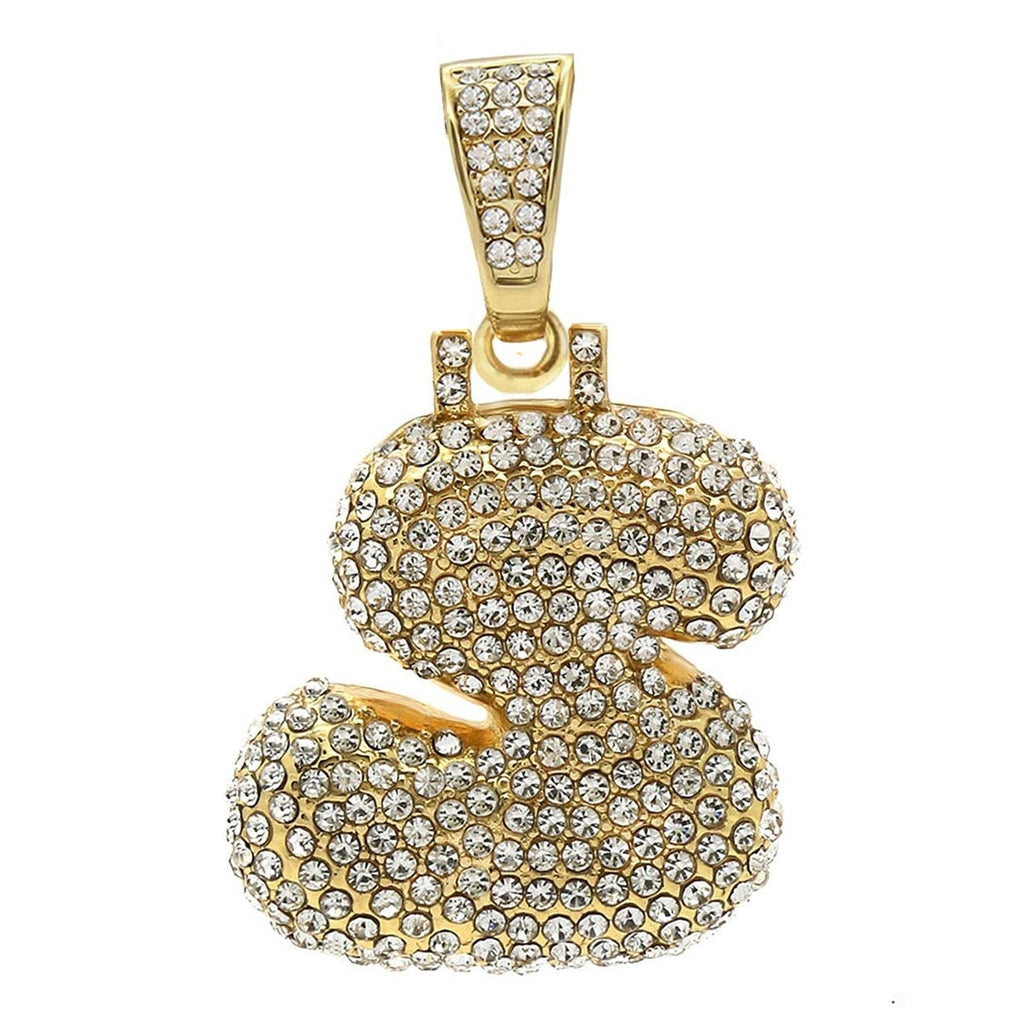 Hip Hop Iced Out Iced Out Alphabet Initial Letter R 18K Gold Stainless Steel Pendant Women Men