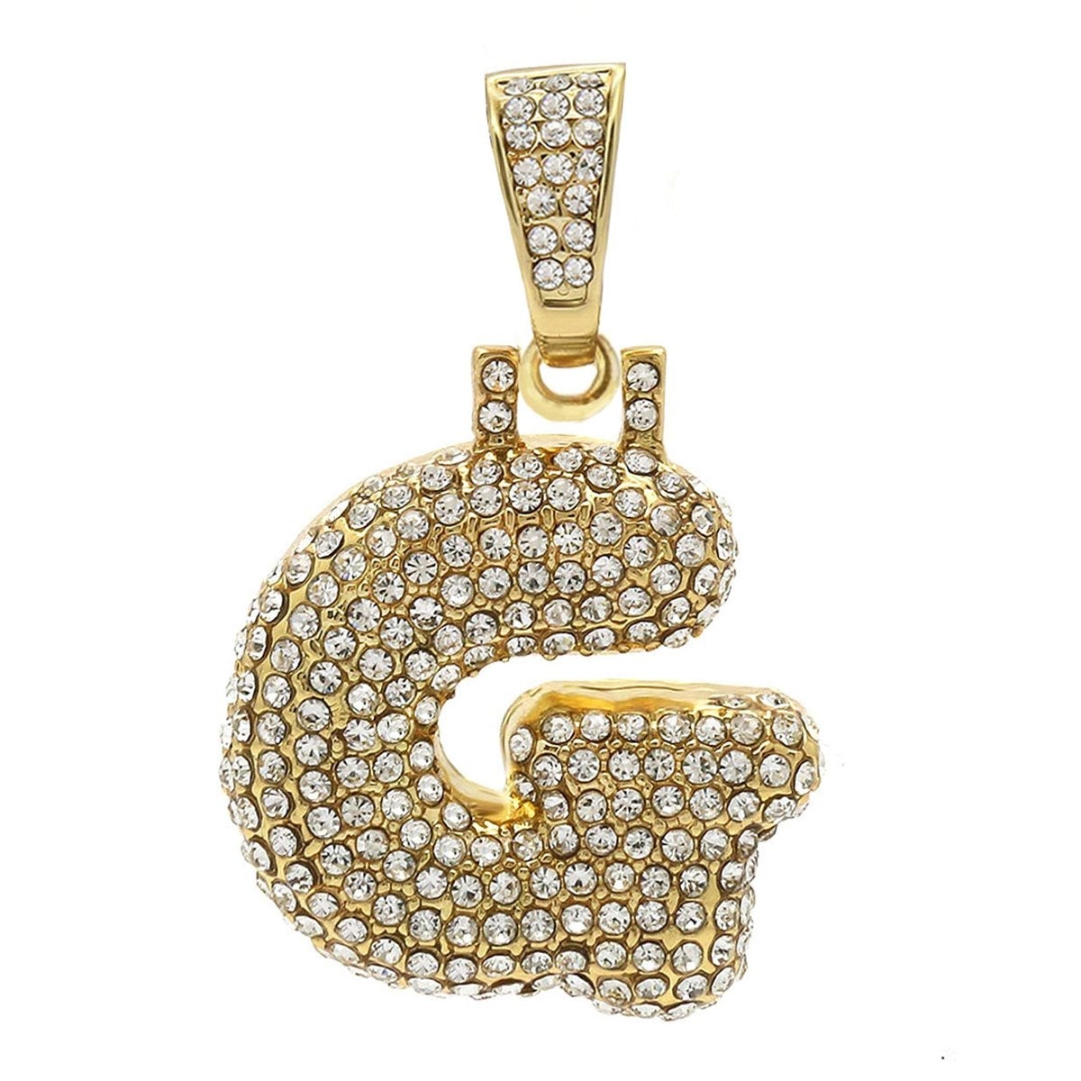 Hip Hop Iced Out Iced Out Alphabet Initial Letter R 18K Gold Stainless Steel Pendant Women Men