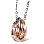 Couple Lovers Valentine Black Stainless Steel Ring Combo Pendant Chain
