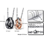 Couple Lovers Valentine Black Stainless Steel Ring Combo Pendant Chain
