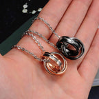Couple Lovers Stainless Steel CZ Rings Pendant Chain Bulk