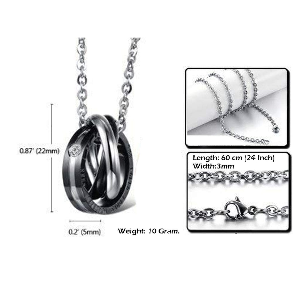 Couple Lovers Stainless Steel CZ Rings Pendant Chain Bulk