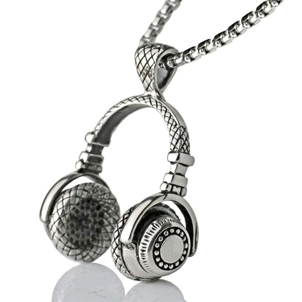 Music Dj Headphone Headset Earphone Stainless Steel Pendant Chain
