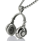 Music Dj Headphone Headset Earphone Stainless Steel Pendant Chain
