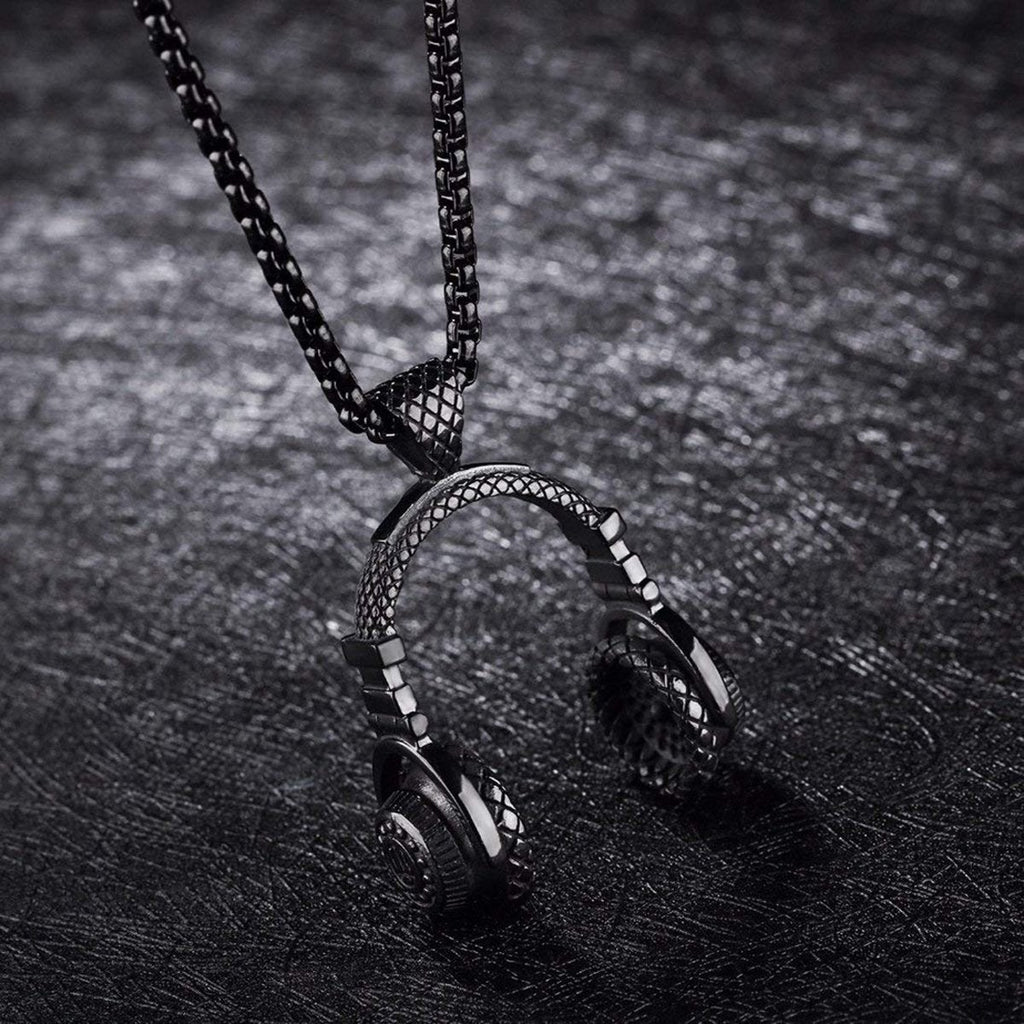 Music Dj Headphone Headset Earphone Stainless Steel Pendant Chain