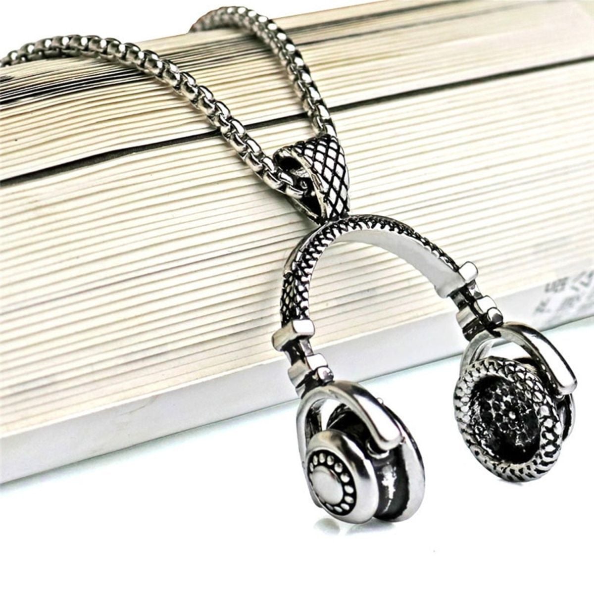 Music Dj Headphone Headset Earphone Stainless Steel Pendant Chain Main image