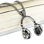 Music Dj Headphone Headset Earphone Stainless Steel Pendant Chain