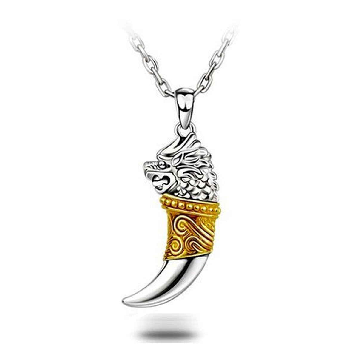 Dragon Wolf Lion Tooth Silver Gold Stainless Steel Pendant Chain Bulk Main image