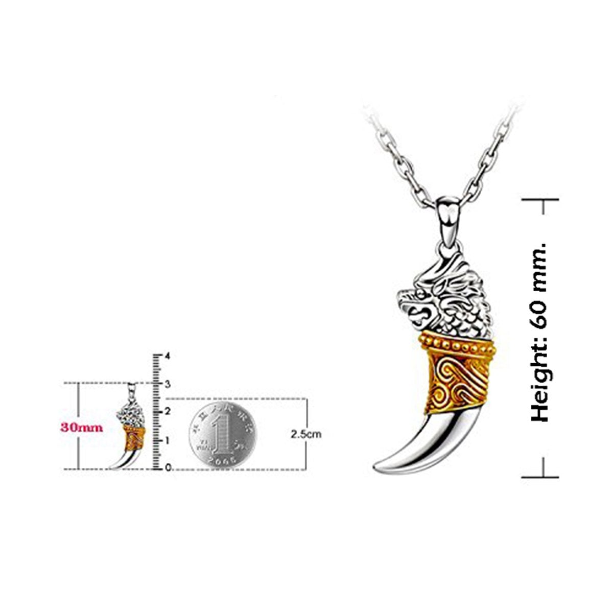 Dragon Wolf Lion Tooth Silver Gold Stainless Steel Pendant Chain Bulk Secondary image