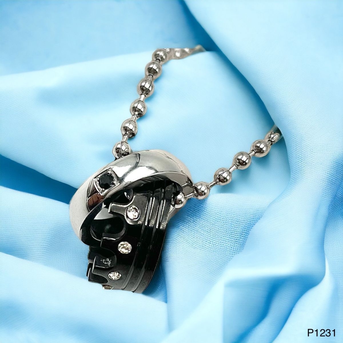 Couple Lovers Valentine Black Stainless Steel His Crown Pendant Chain Unisex Secondary image