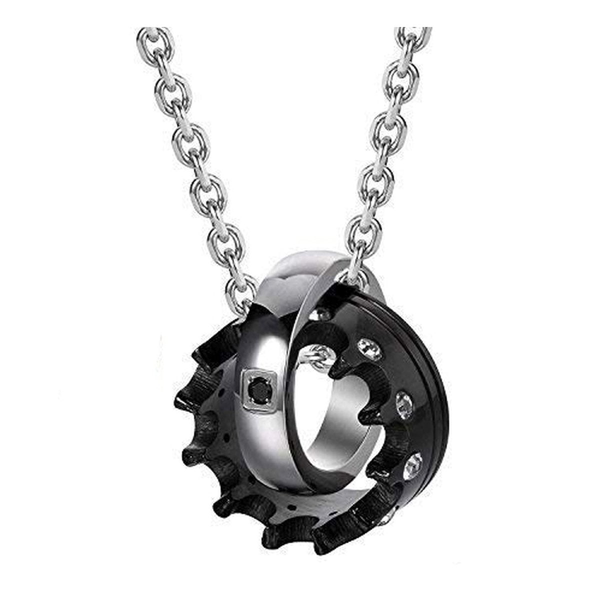 Couple Lovers Valentine Black Stainless Steel His Crown Pendant Chain Main image