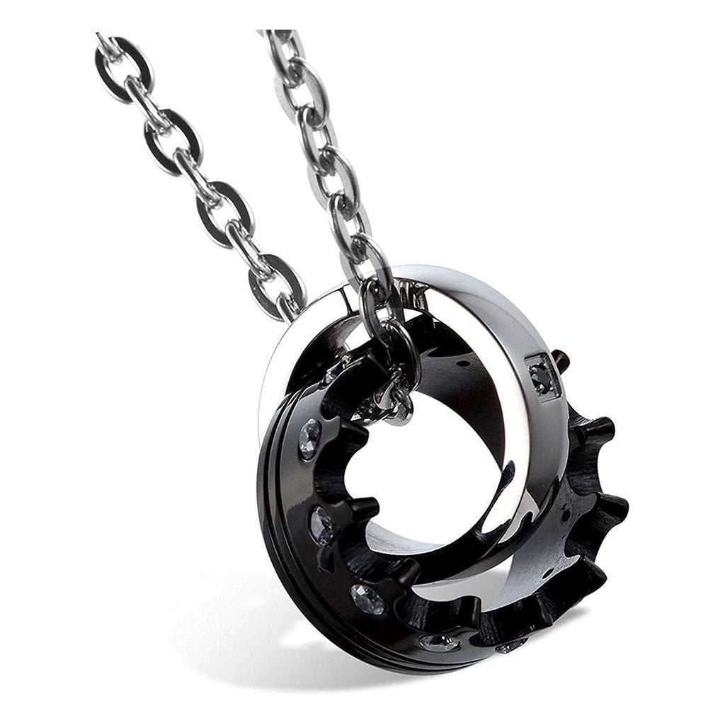 Couple Lovers Valentine Black Stainless Steel His Crown Pendant Chain