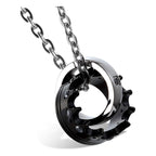 Couple Lovers Valentine Black Stainless Steel His Crown Pendant Chain