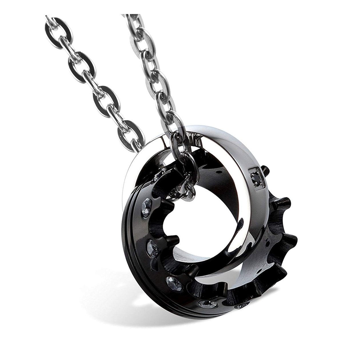Couple Lovers Valentine Black Stainless Steel His Crown Pendant Chain