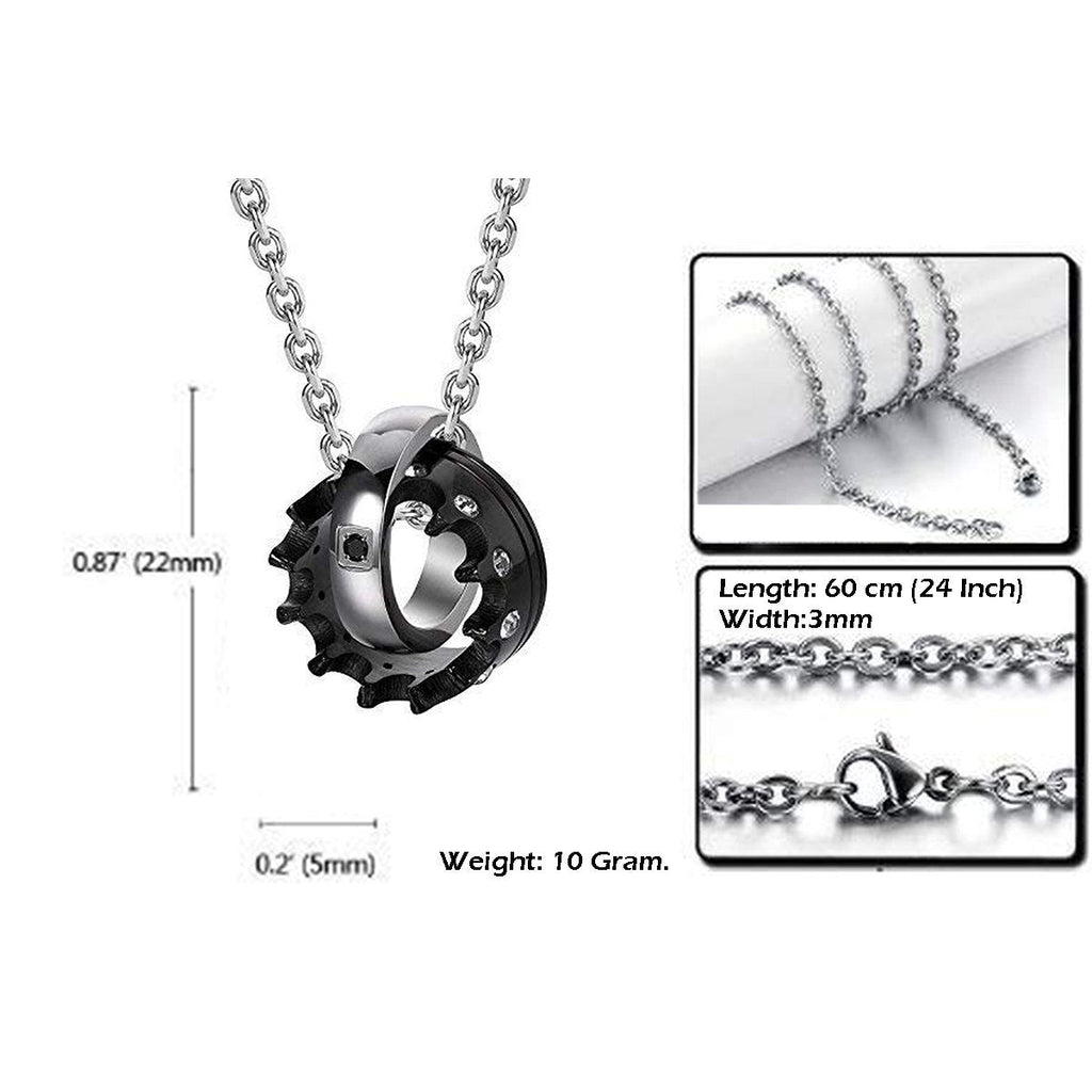 Couple Lovers Valentine Black Stainless Steel His Crown Pendant Chain