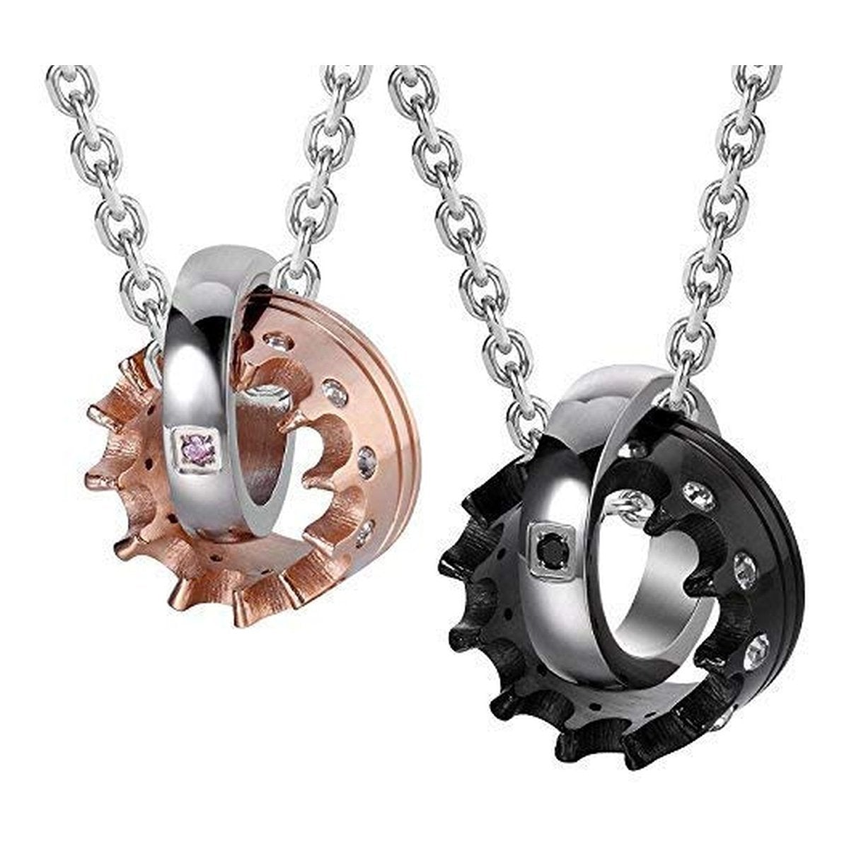 Couple Lovers Valentine Stainless Steel His Her Crown Pendant Chain Main image