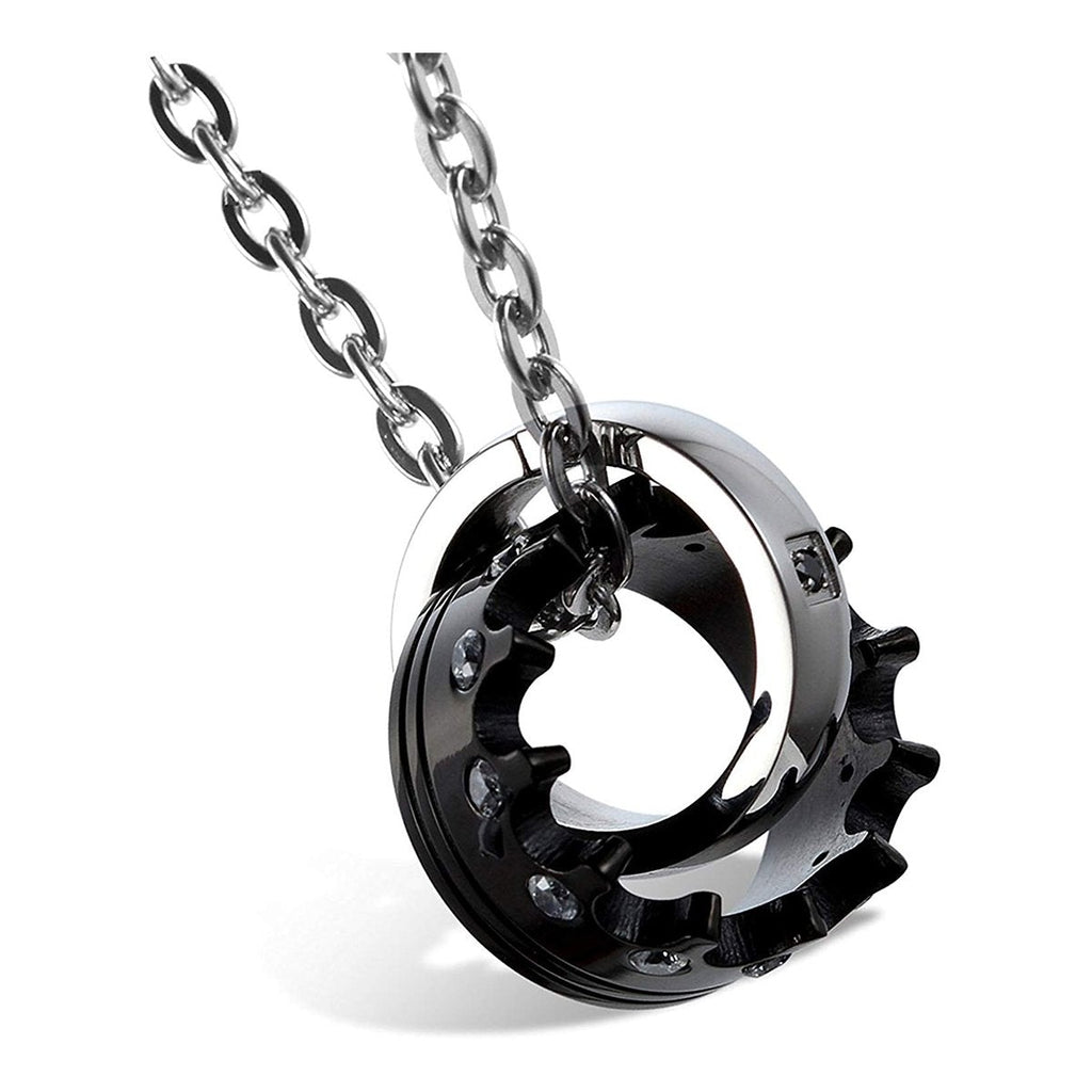 Couple Lovers Valentine Stainless Steel His Her Crown Pendant Chain