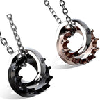 Couple Lovers Valentine Stainless Steel His Her Crown Pendant Chain