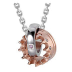 Couple Lovers Valentine Pink Stainless Steel Her Crown Pendant Chain