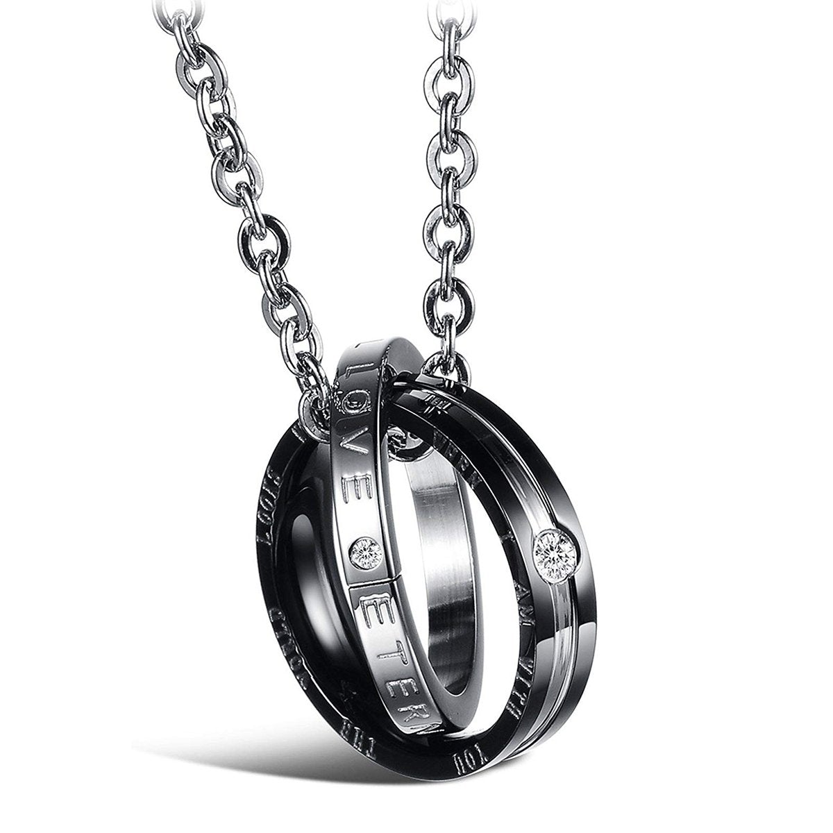 Couple Lovers Valentine Stainless Steel CZ Pendant Chain Bulk Main image