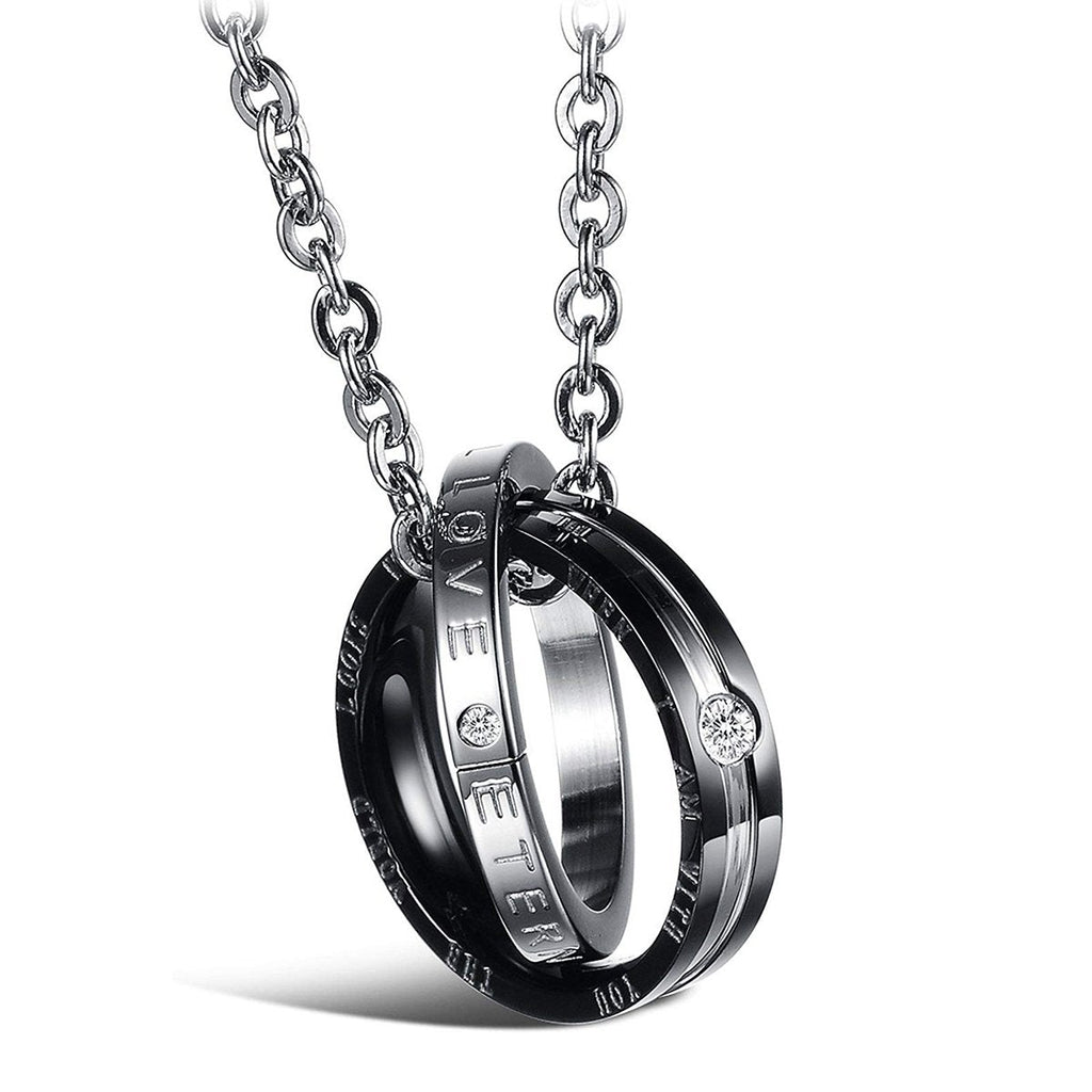 Couple Lovers Valentine Stainless Steel CZ Pendant Chain Bulk