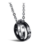 Couple Lovers Valentine Stainless Steel Rings Combo Pendant Chain