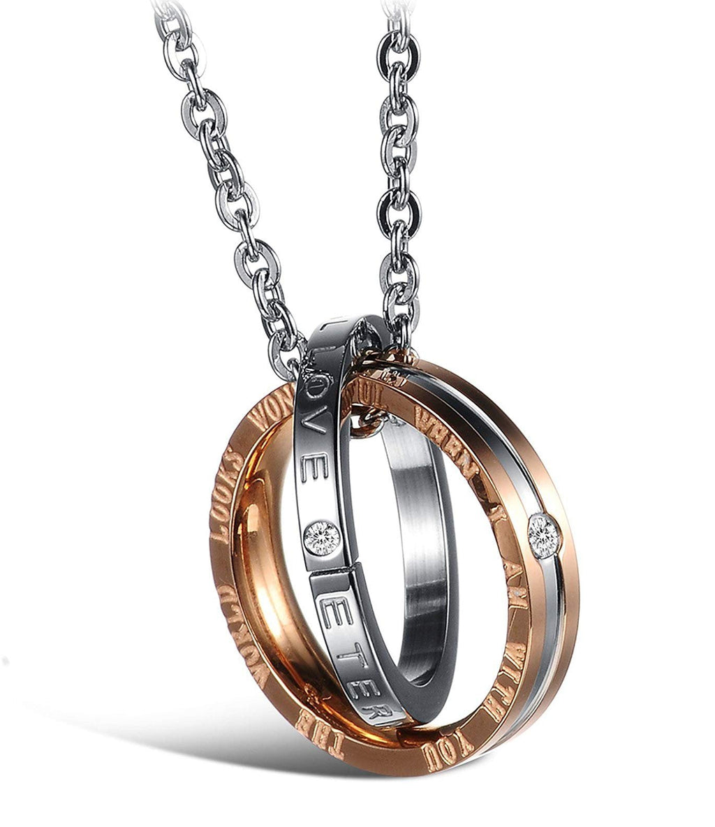 Couple Lovers Valentine Stainless Steel CZ Pendant Chain Bulk