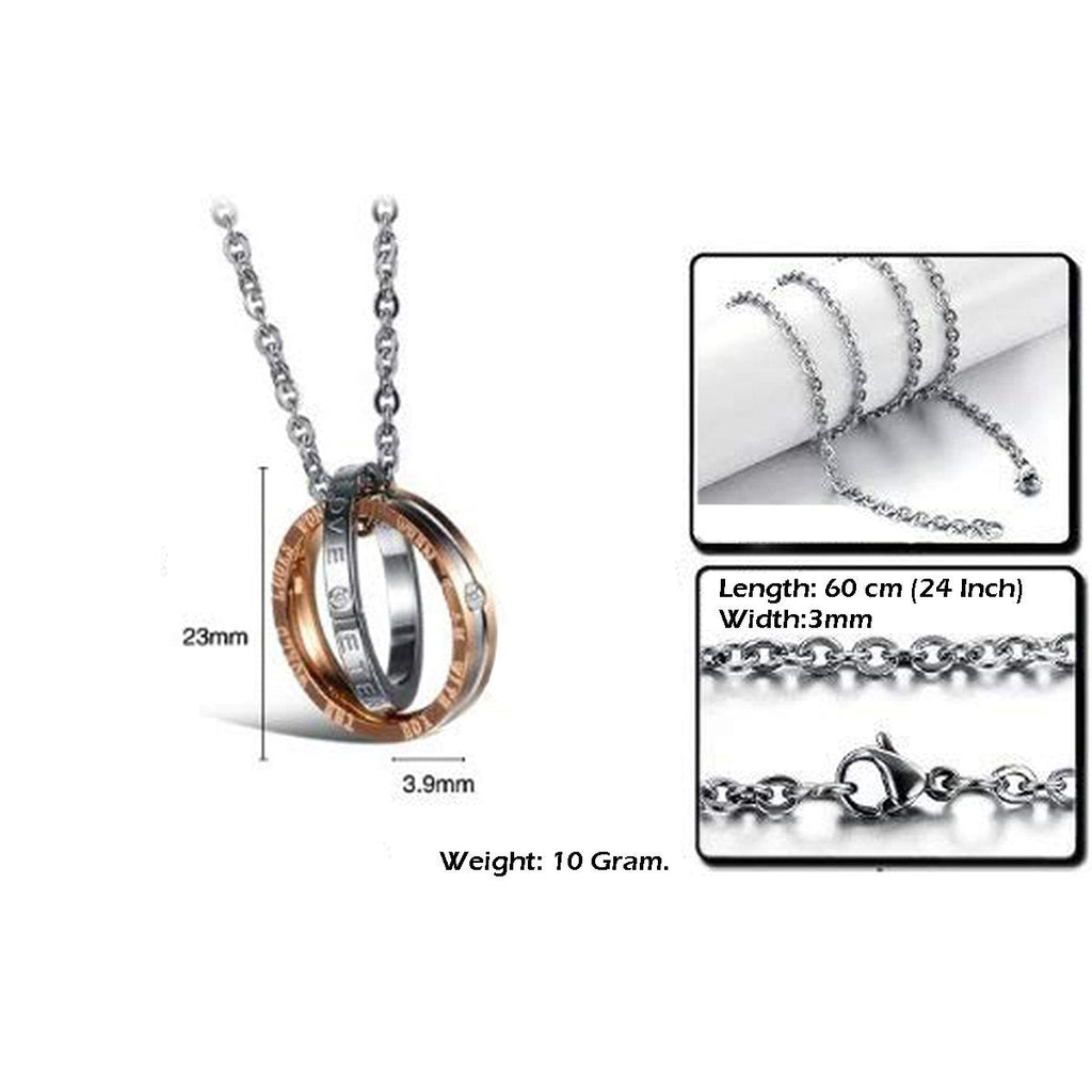 Couple Lovers Valentine Stainless Steel CZ Pendant Chain Bulk