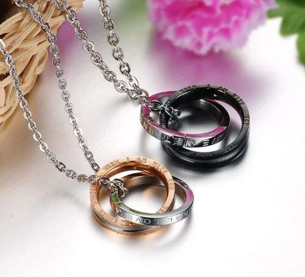 Couple Lovers Valentine Stainless Steel CZ Pendant Chain Bulk