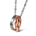 Couple Lover Black Stainless Steel Ring Necklace Pendant Chain Bulk