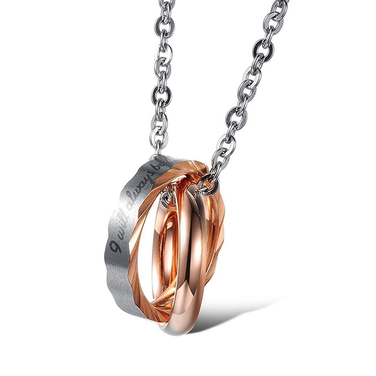 Couple Lover Black Stainless Steel Ring Necklace Pendant Chain Bulk