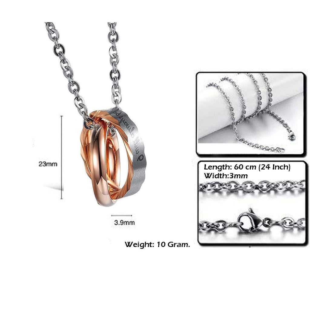 Couple Lover Black Stainless Steel Ring Necklace Pendant Chain Bulk