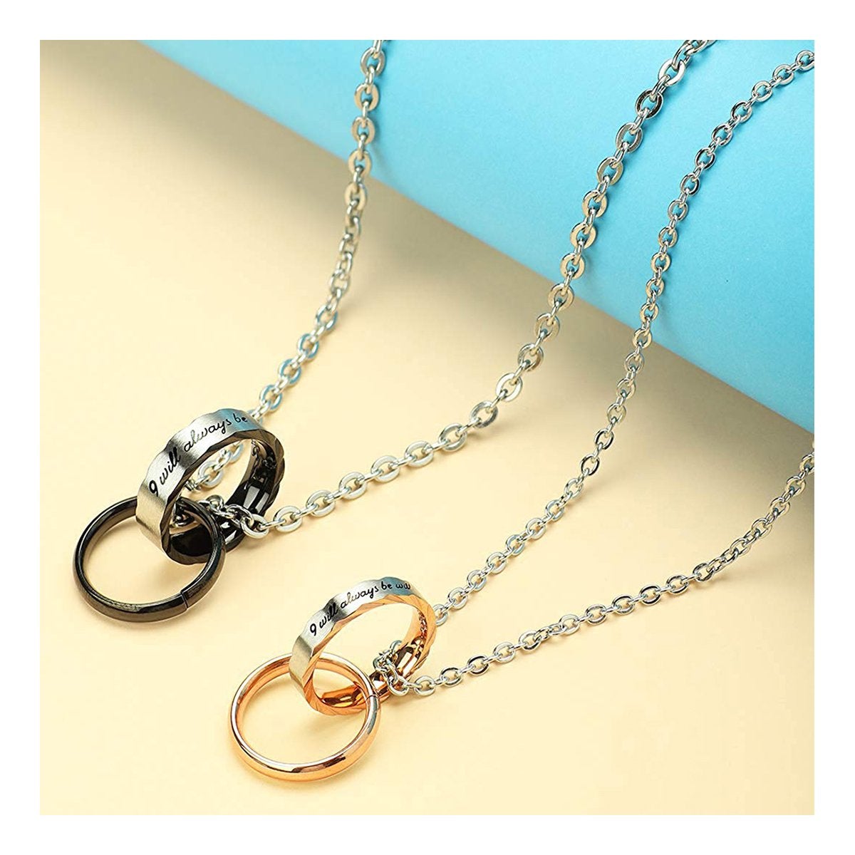 Couple Lovers Valentine Stainless Steel CZ Pendant Chain Bulk Secondary image