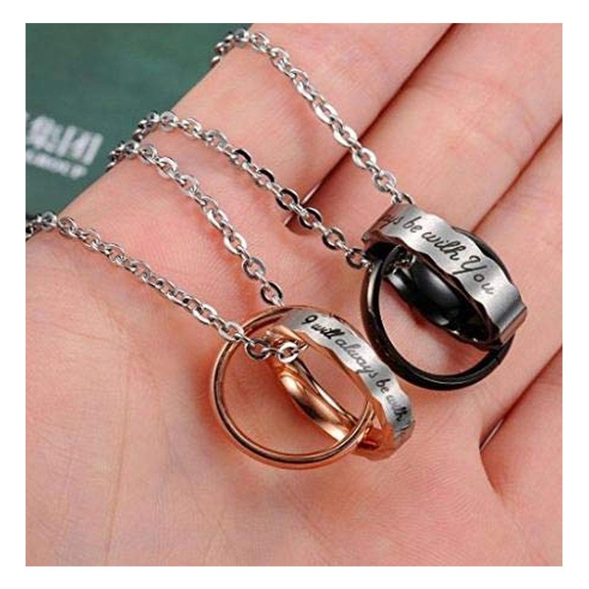 Couple Lovers Valentine Stainless Steel CZ Pendant Chain Bulk