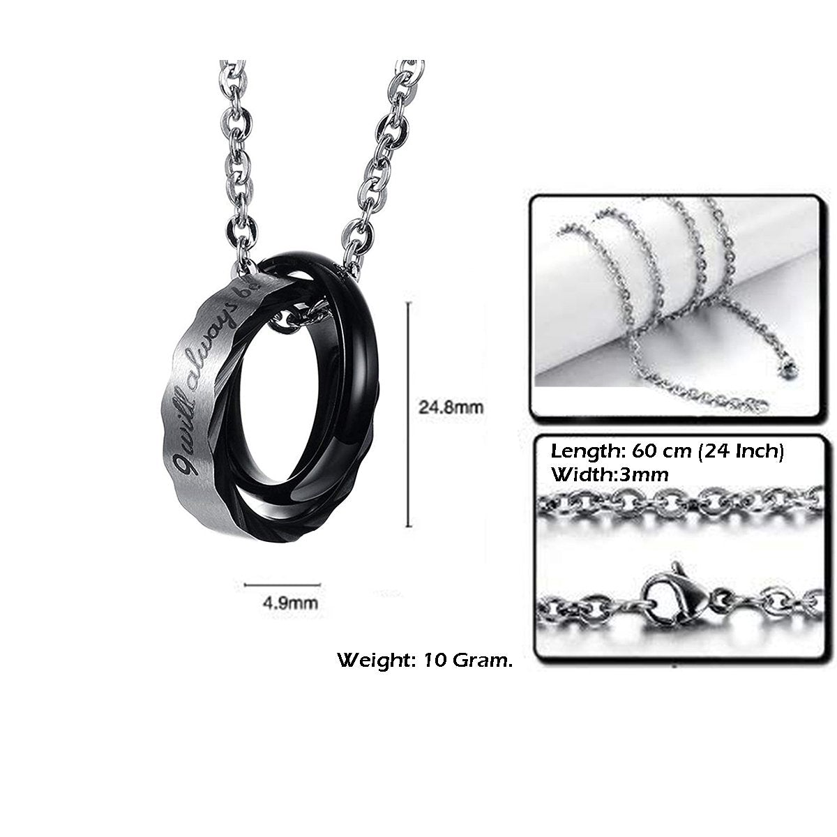 Couple Lovers Valentine Stainless Steel CZ Pendant Chain Bulk