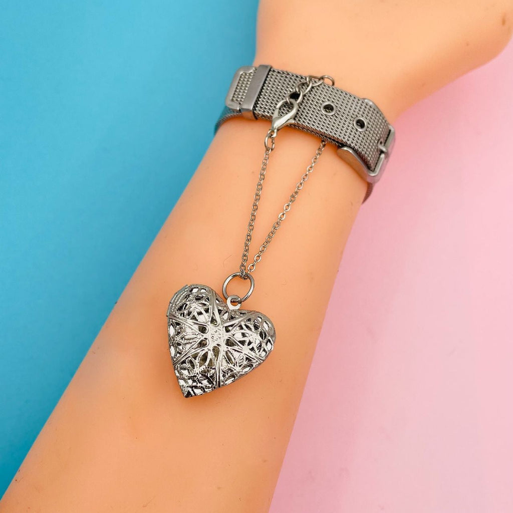 Copper Heart Filigree Watch Charm For Women Silver Bulk