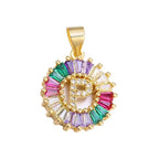 Initial Alphabet Large Letter Cubic Zirconia Cz 18K Gold Pendant Chain Necklacelocket