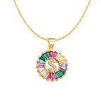 Initial Alphabet Large Letter Cubic Zirconia Cz 18K Gold Pendant Chain Necklacelocket