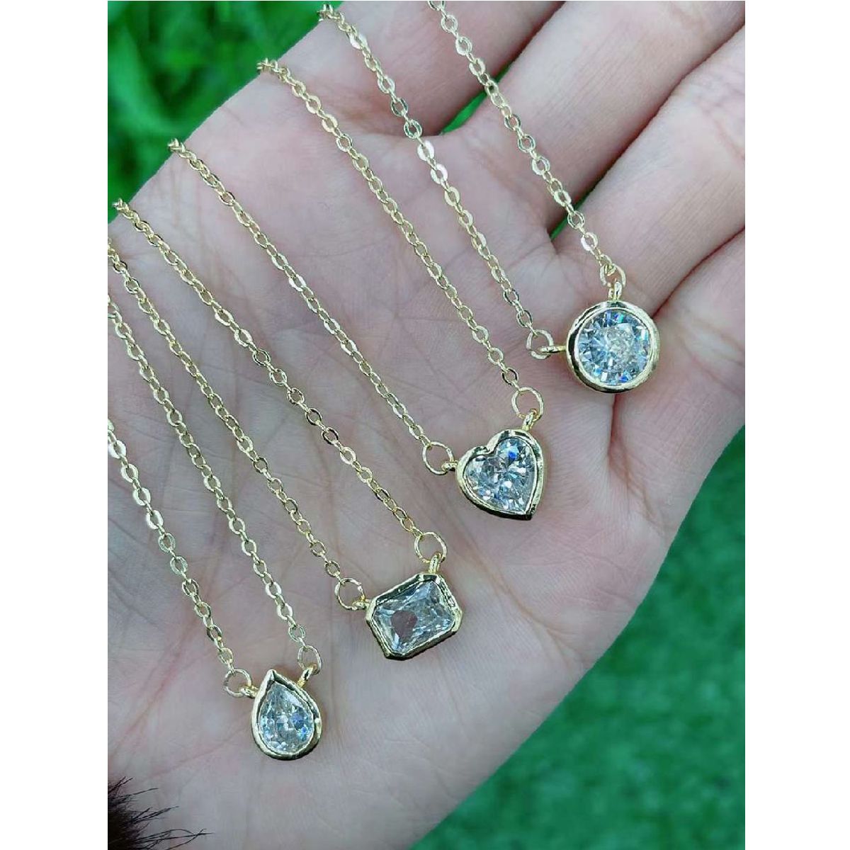 Copper Cubic Zirconia Gold Drop Pear Solitaire Pendant For Women Bulk Secondary image