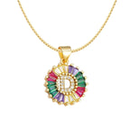 Initial Alphabet Large Letter Cubic Zirconia Cz 18K Gold Pendant Chain Necklacelocket