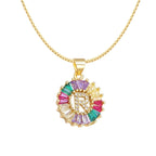 Initial Alphabet Large Letter Cubic Zirconia Cz 18K Gold Pendant Chain Necklacelocket